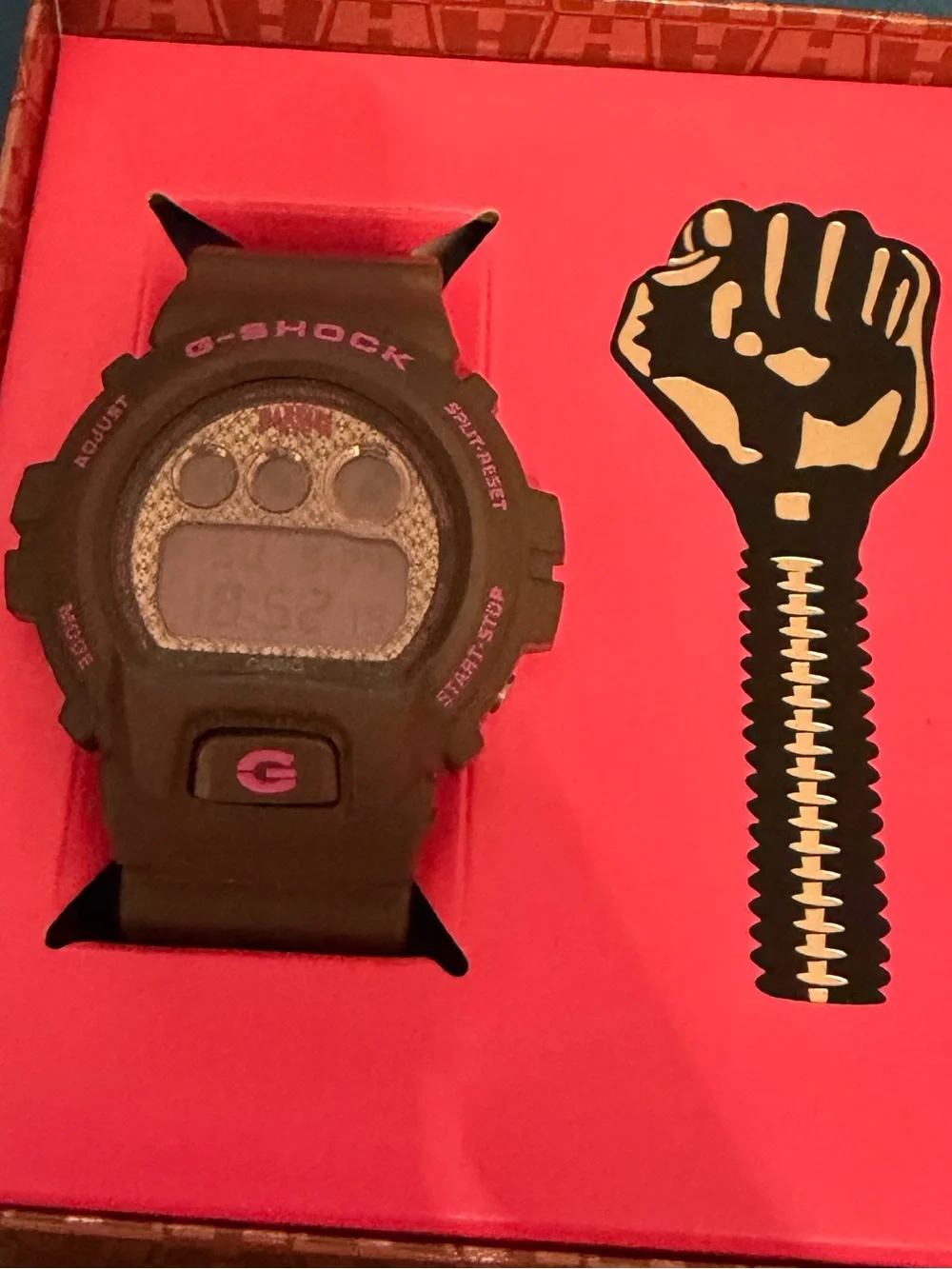 Casio G-Shock Black Digital Watch with Pink Display